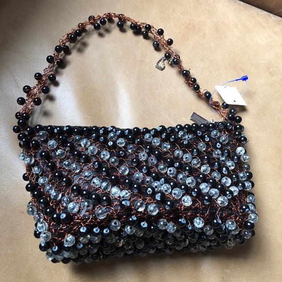 Vintage Handbags - Hand beaded wire mesh bag